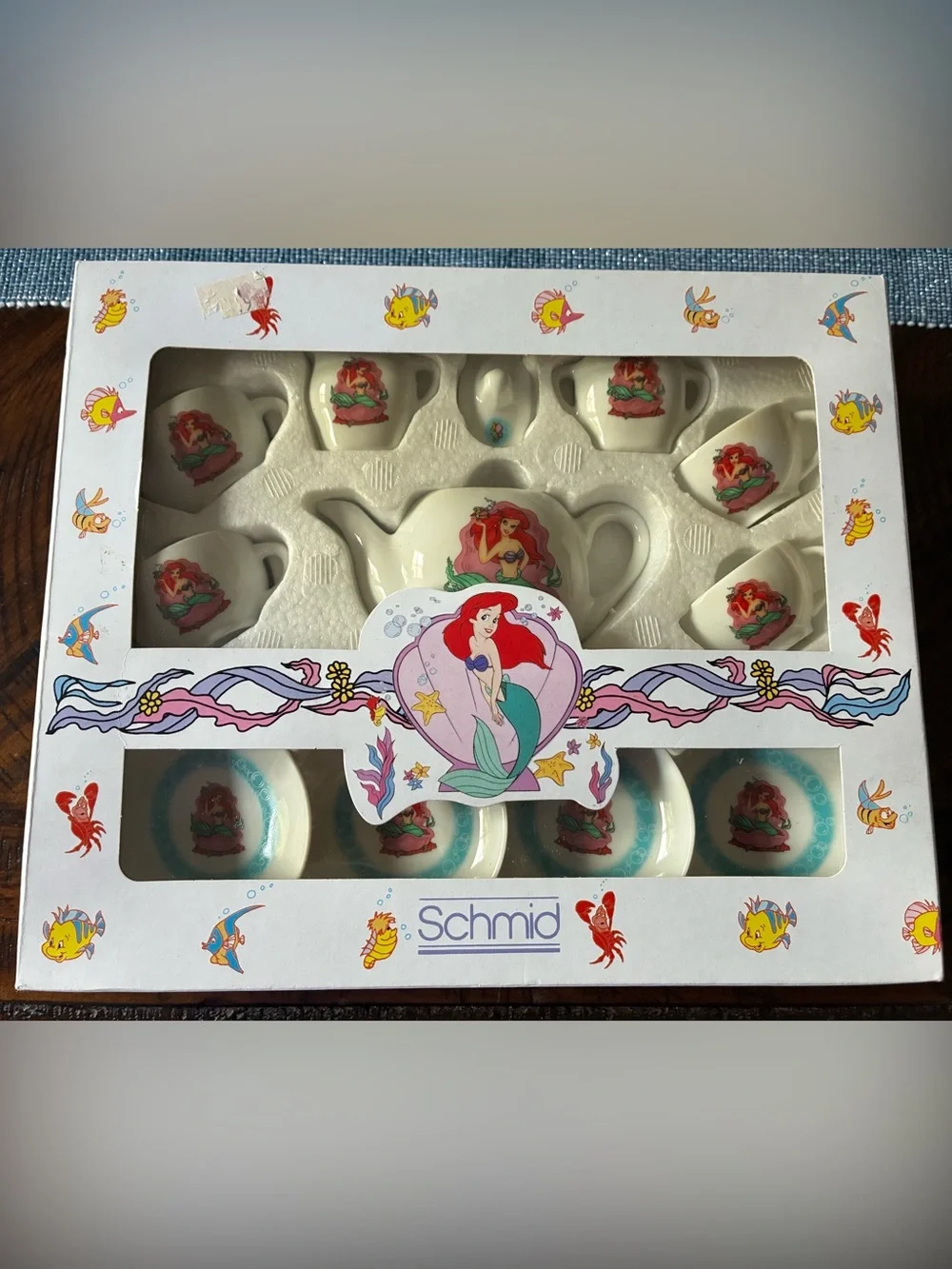 The Disney  Little Mermaid Children's Tea Set - White with Red & Aqua Accents